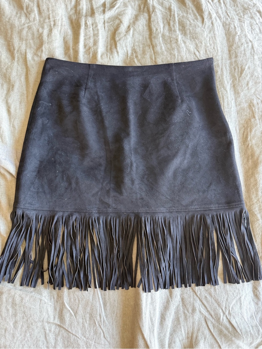 Black Fringe Mini Skirt
